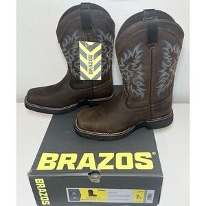 Brazos Women's Brown Steel Toe Cowboy Boots
